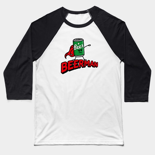 Beer man funny superhero pun funny beer for men husband, dad Beer man Baseball T-Shirt by LaundryFactory